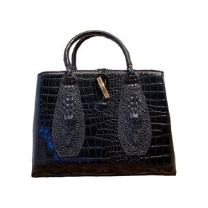 Black Croc Pattern Top Handle